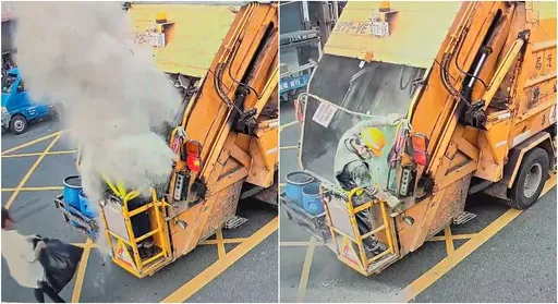 民众丢大包垃圾炸开！清洁员被「恐怖烟尘」淹没　原来袋里装这个