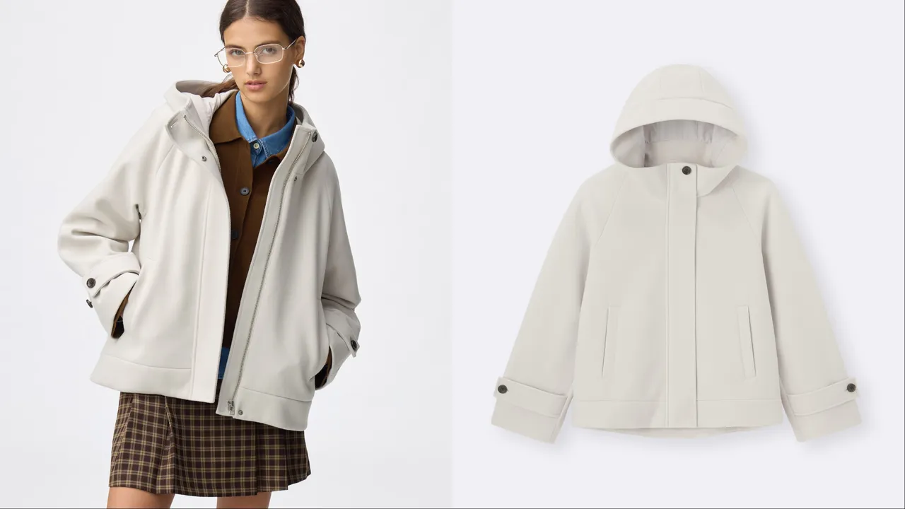 GU女装Cozy Melton麦尔登短版连帽大衣，1490元。品牌提供