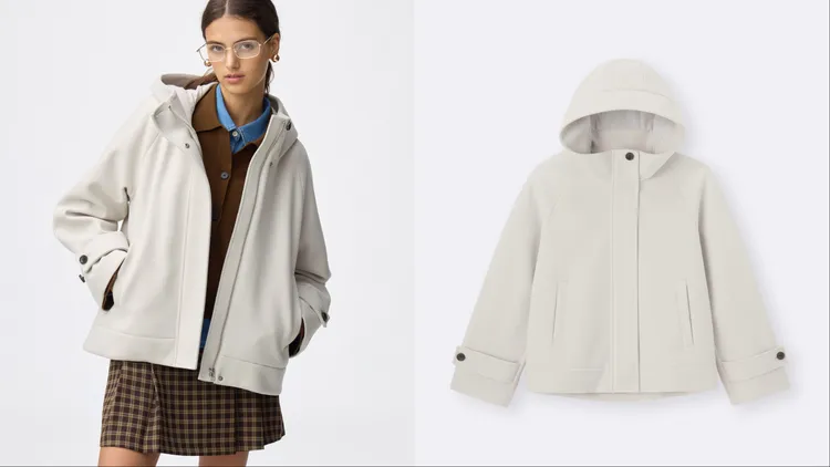 GU女裝Cozy Melton麥爾登短版連帽大衣，1490元。品牌提供