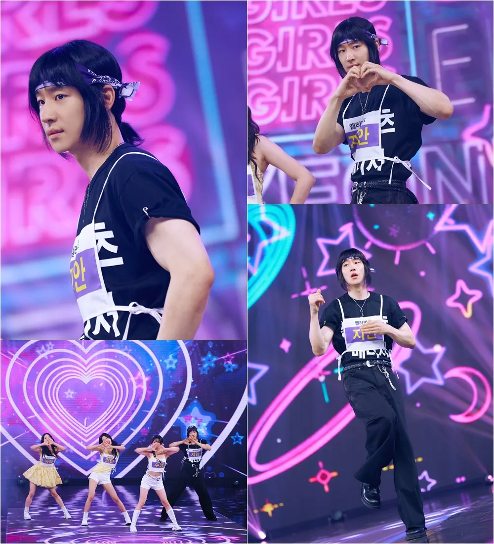 李帝勋第10集乔装成经纪人，因成员昏倒，代替上场彩排走位，非常会扭。翻摄SBS