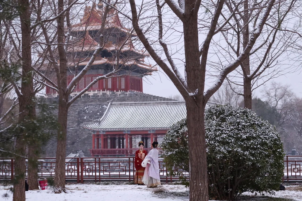 北京初雪。路透社