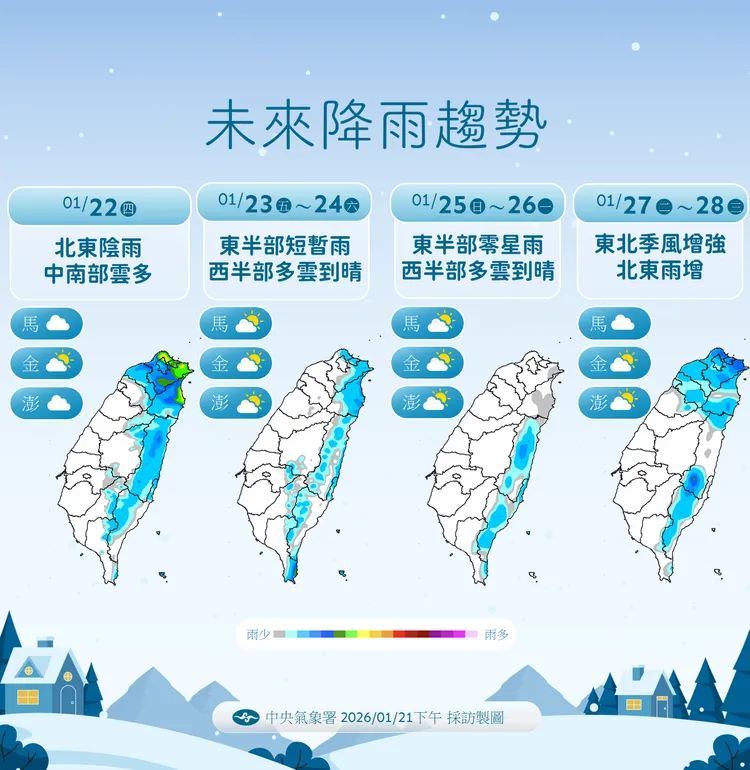 未來降雨趨勢。氣象署提供