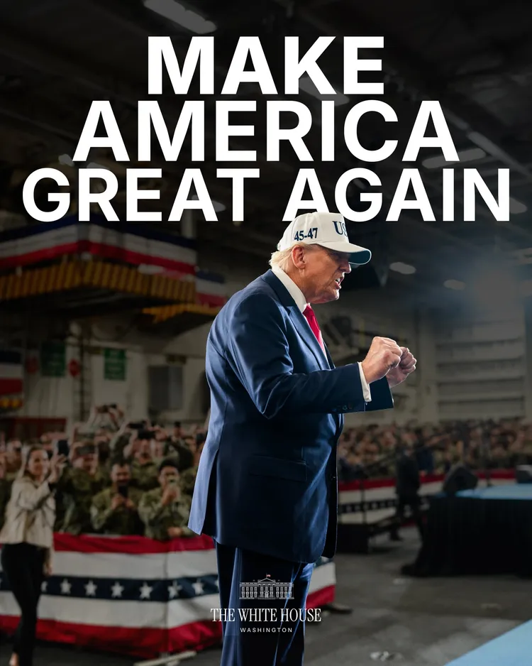 美國總統川普最新硬派造型。翻攝X@WhiteHouse