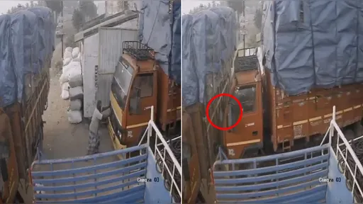 惊悚影片｜他双臂硬抗滑行大货车　被推撞当场夹死