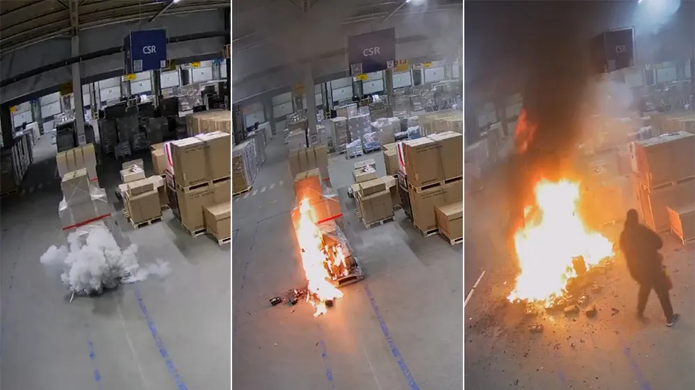 影片｜只因包裹中「一顆電池」　3300坪倉庫燒成廢墟
