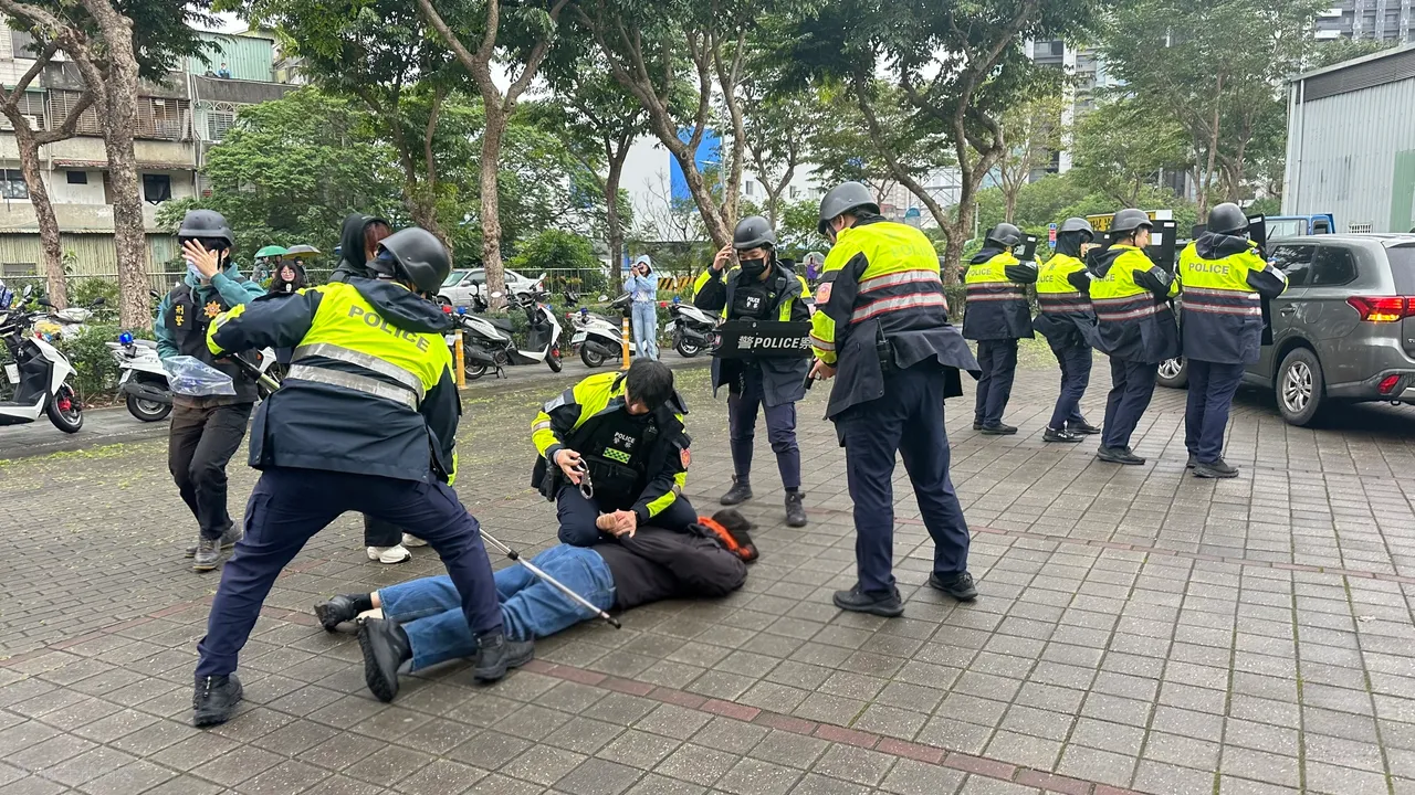 中和分局逼真圍捕演練，完整展現科技辦案的高效率與精準度。翻攝畫面