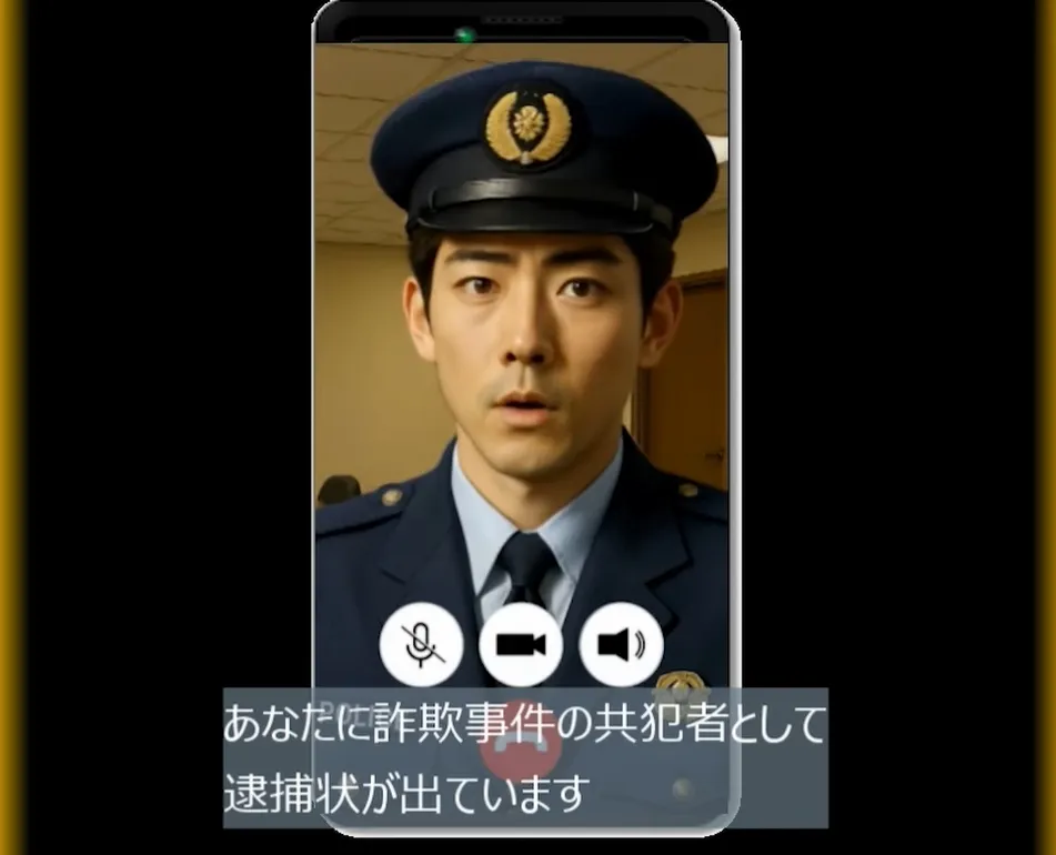 嫌犯透過AI換臉日本警察的方式，詐騙8名日本人。翻攝自朝日新聞youtube