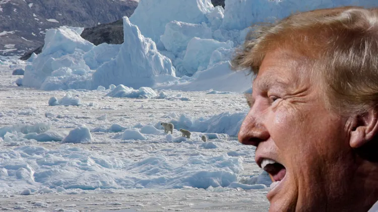 美國總統川普誓言，為了美國國家安全，絕對要奪取格陵蘭。合成畫面。美聯社