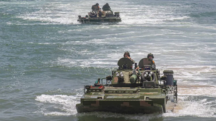 台灣以前兵棋推演到解放軍登陸成功就停止。圖為解放軍登陸訓練。翻攝解放軍網