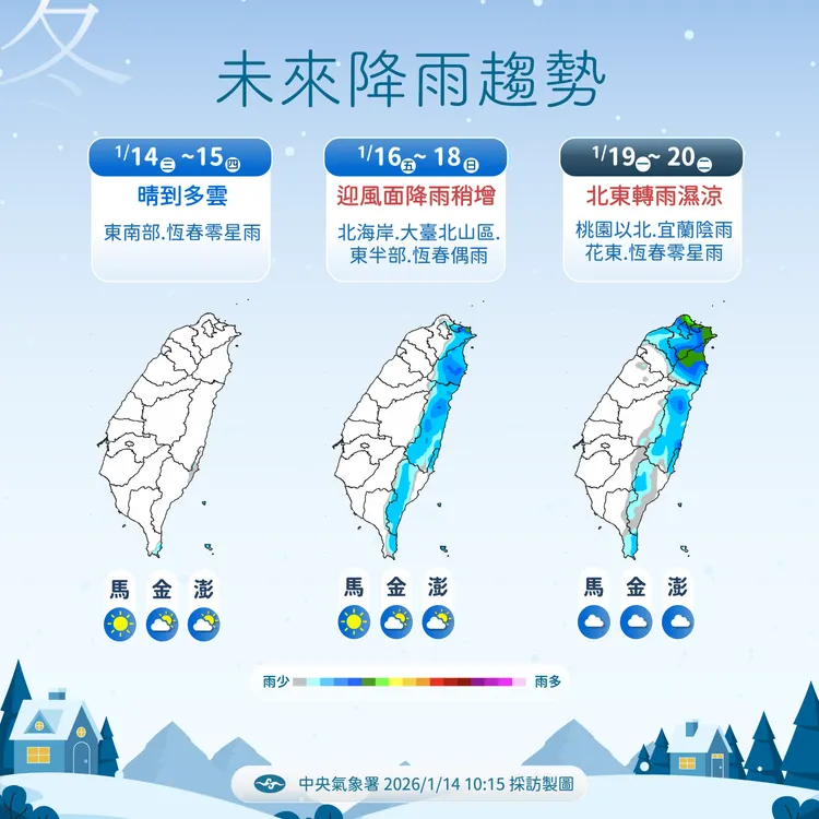 未來降雨趨勢。氣象署提供