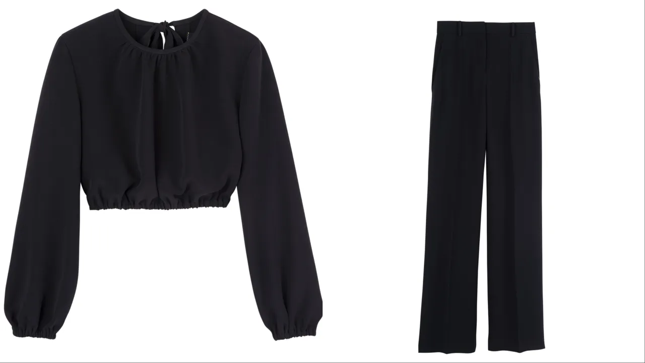 Longchamp 2026春季系列黑色短身上衣（左）1萬9000元、黑色長褲（右）2萬4900元。品牌提供