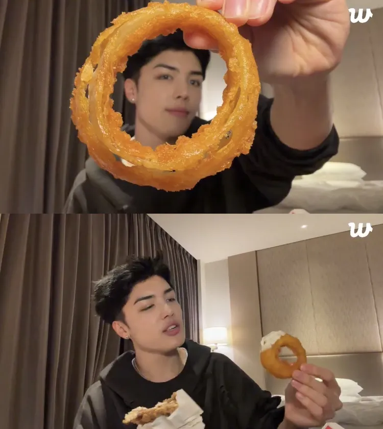 MAKI讚嘆洋蔥圈非常好吃。翻攝Weverse