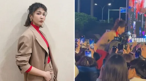 曾沛慈唱尾牙秀慘跌屁股著地！被醫護圍繞自嘲「比較不痛」