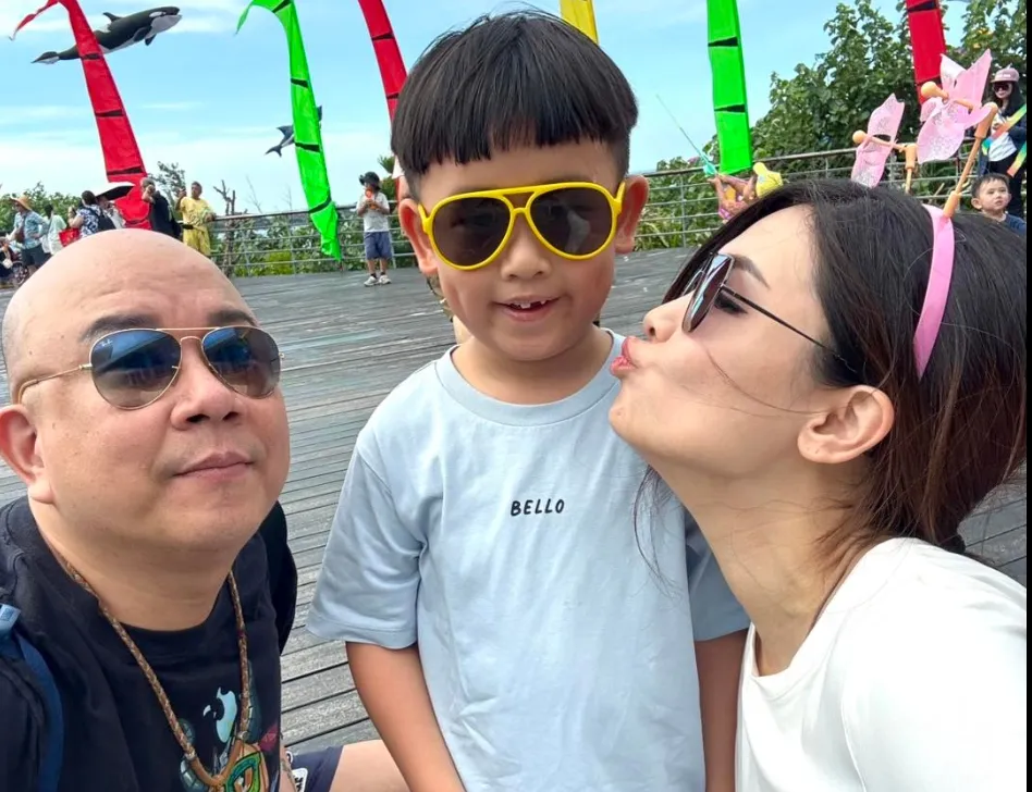 「半導體千金」張喬菲老公王元(左一)見義勇為，當場制止孫生媽媽行竊，並報警處理。翻攝自張喬菲臉書