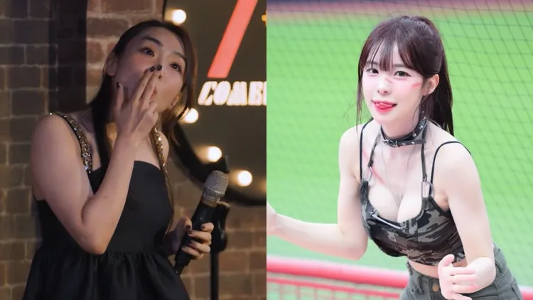 李多慧遭脫口秀演員林妍霏諷刺在對粉絲親切打招呼後是關起門來抽菸、喝酒、罵髒話。左圖翻攝《STR Network》YouTube、右圖翻攝《@le_dahye》IG