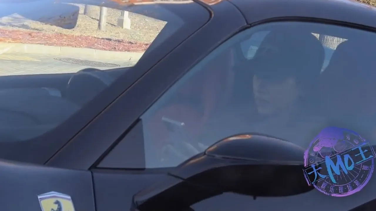 孙怡被直击开车停等红灯时滑手机。翻摄自「晓娱」微博