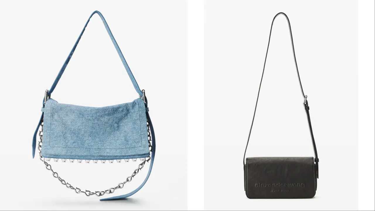 alexanderwang Ricco中型皮革拷花翻蓋包（左）5萬5800元、punch小號皮革翻蓋斜背包（右）15800元。品牌提供