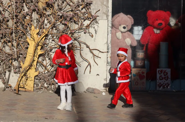 加薩市難得出現節慶氣氛。路透