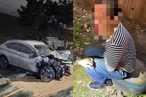 三重男毒驾追撞临停车酿火烧车　高速冲撞「瞬间爆炸起火」画面曝光