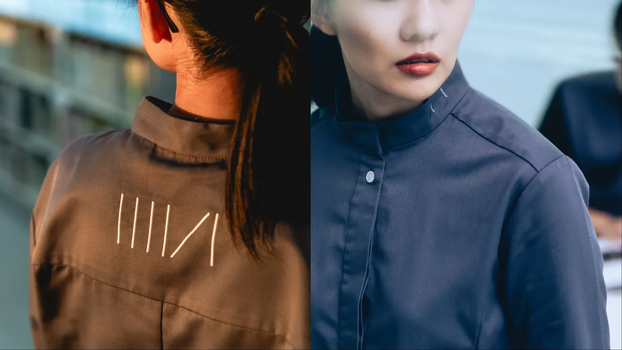 圖書館制服也將書本線條轉化為服裝語彙，如左圖形似一本本排列的書。品牌提供