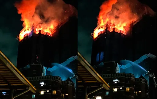 高市豪宅建案26樓狂燒　警消拉水線爬高灌救　工務局勒令停工罰9萬