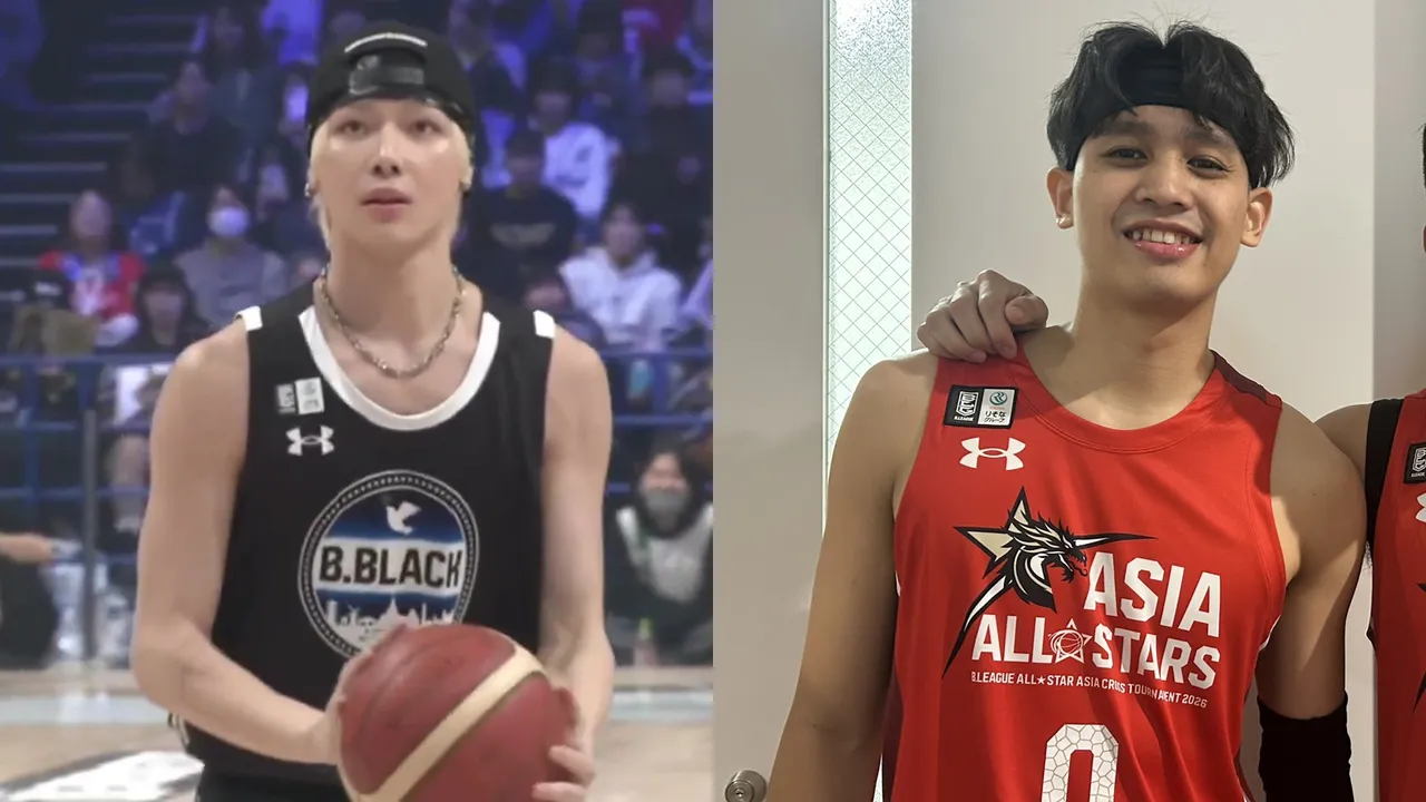 NICHOLAS（王奕翔，左圖）在B1明星賽三分球大賽投進一球，認識了入選明星賽的台灣球星游艾喆。翻攝X、滋賀湖泊隊X