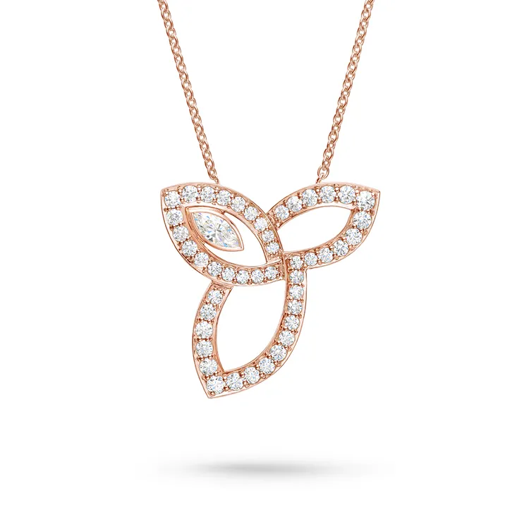 海瑞溫斯頓Lily Cluster系列18K玫瑰金鑽石墜鍊。品牌提供