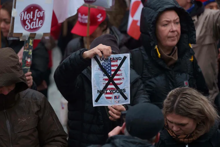 格陵蘭抗議川普的民眾。美聯社
