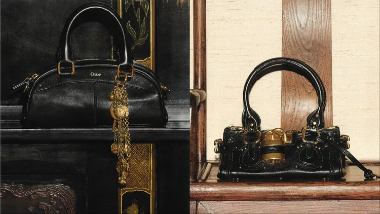 Chloé Bowling保齡球包（左）、Paddington鎖頭包（右）選擇以低奢感十足的黑金配色亮相。品牌提供