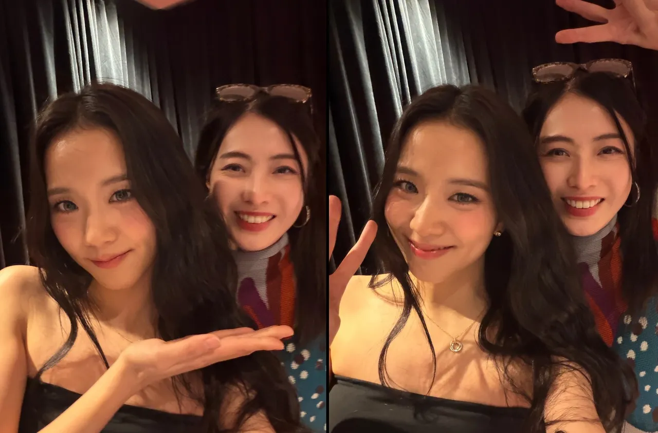 甘比（右）PO文：「十分漂亮及可愛的女生Jisoo, welcome back.」翻攝甘比IG