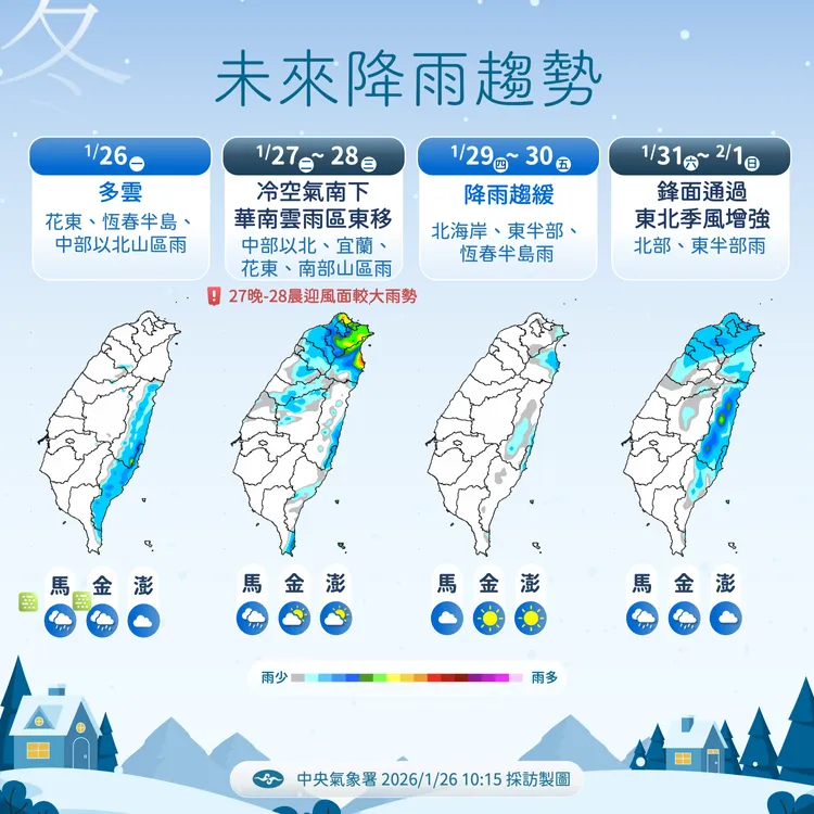 未來降雨趨勢。氣象署提供