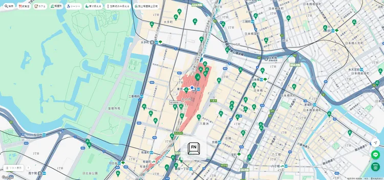 日本吸菸區地圖功能強大，可即時搜尋鄰近的吸菸區、可吸菸咖啡廳或居酒屋。翻攝CLUB JT吸菸區地圖