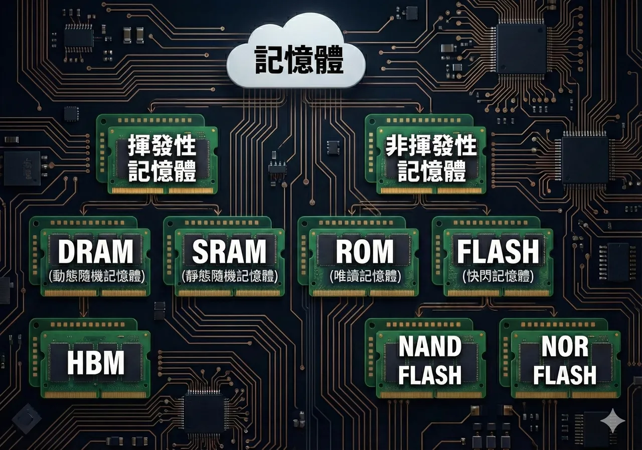 记忆体种类示意图。AI生成图