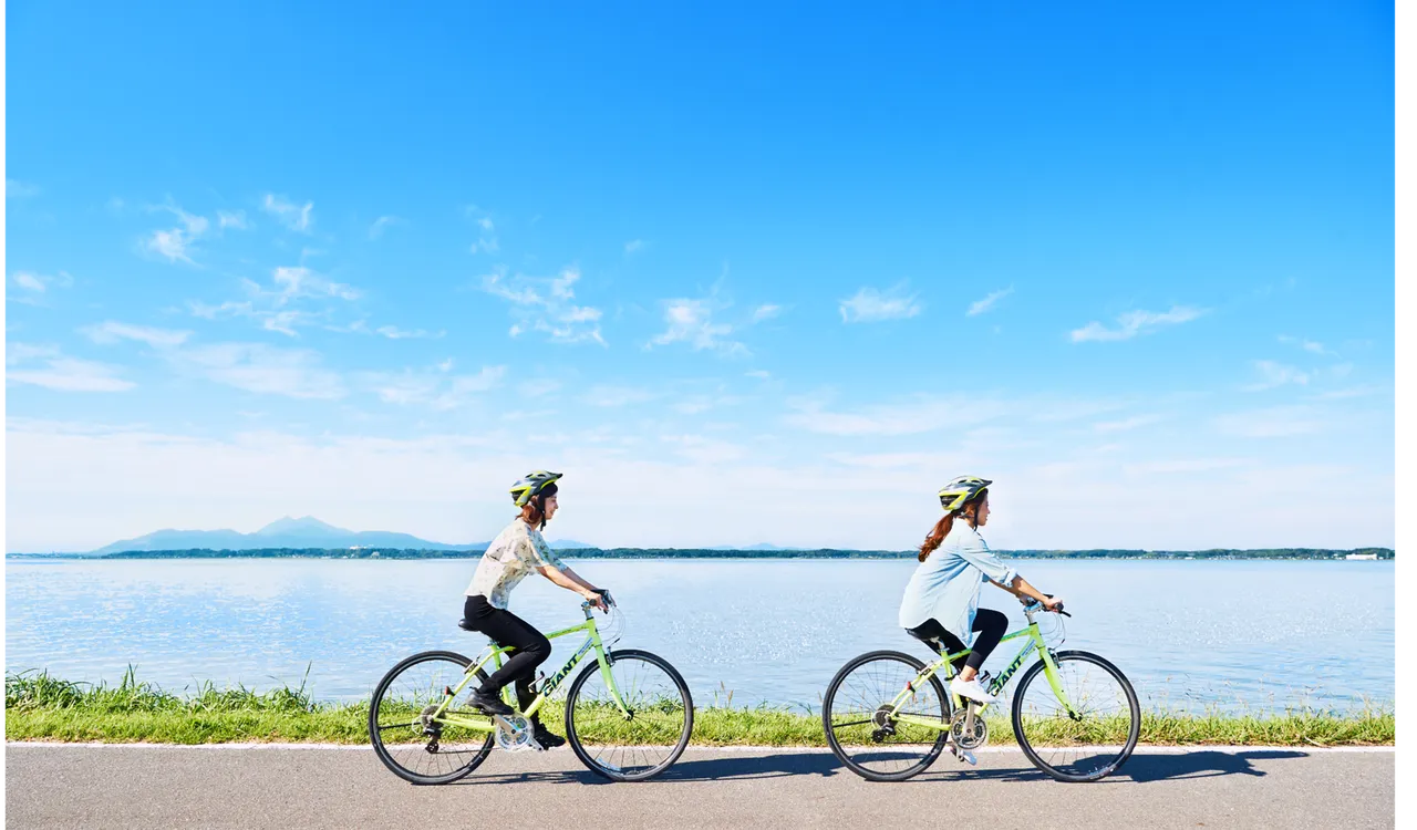 飽覽霞浦湖光山色的單車聖地高爾夫天堂筑波霞浦林林單車徑。茨城縣觀光誘客課提供