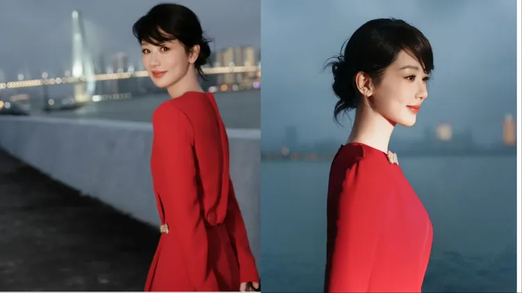 強烈色彩與楊紫甜美大氣的氣質完美融合。翻攝楊紫工作室微博