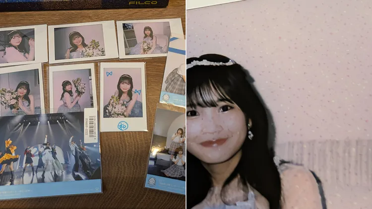 粉絲們過去購買的照片，可以看見整張照片上遍布紅色斑點。翻攝自X