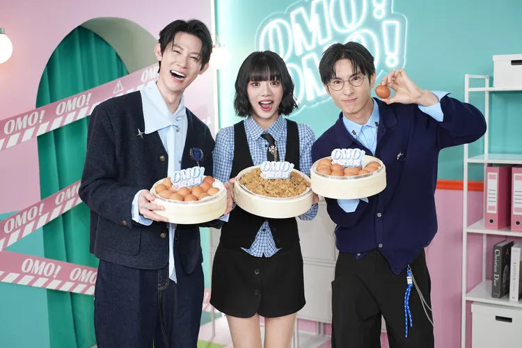 夏和熙（右起）、木木、阿本今天出席新節目開播滿月慶祝記者會。彭欣攝