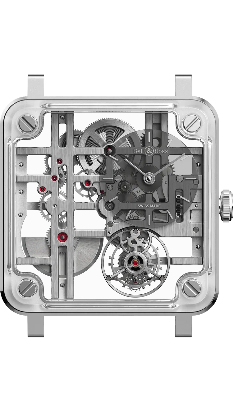 Bell & Ross BR-X3 Tourbillon Micro-Rotor微型擺陀陀飛輪，40mm，緞面打磨及拋光不鏽鋼錶殼，鏤空錶盤，灰色鱷魚皮錶帶，BR-CAL.389專利自動機械機芯，動力儲存52小時，防水深度50米，台灣限量1只，312萬元。品牌提供