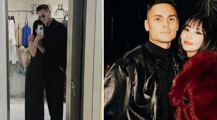 陳芳語之前曾秀出與男友合照（左圖），跨年夜他陪她演出，長相無遮掩曝光（右圖）。翻攝陳芳語IG