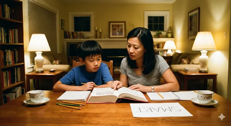 黃仁勳國中畢業的媽媽以驚人的意志力，教他英文，還始終告訴他很聰明。AI示意圖