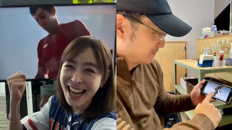 蔣萬安市長與101董事長賈永婕，昨日皆透過直播見證Honnold完成攀登101的壯舉。翻攝賈永婕、蔣萬安臉書