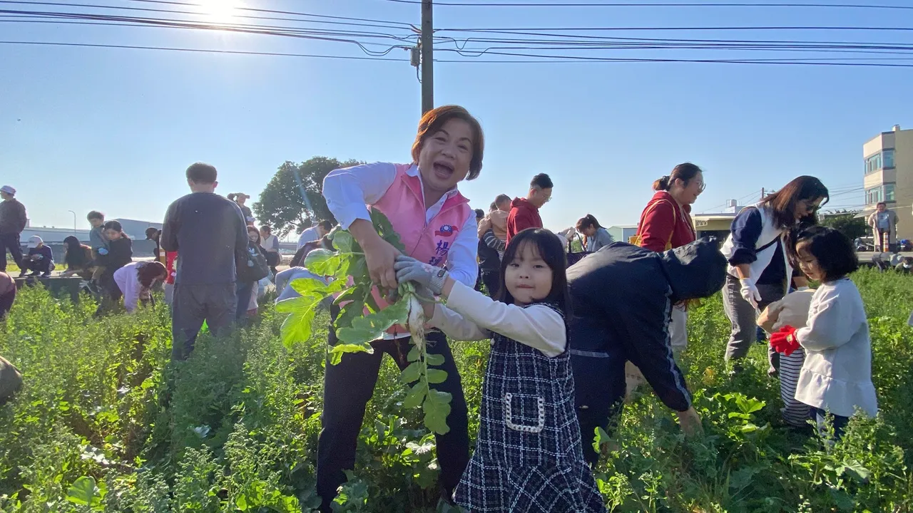 杨琼璎下田拔萝卜。民众提供
