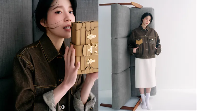 程予希穿著LV貼章牛仔外套鍊條半截裙。《MilkX》Taiwan提供