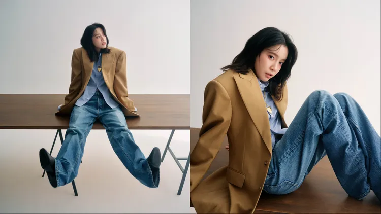 程予希穿著CELINE夾克、襯衫、牛仔褲。《MilkX》Taiwan提供