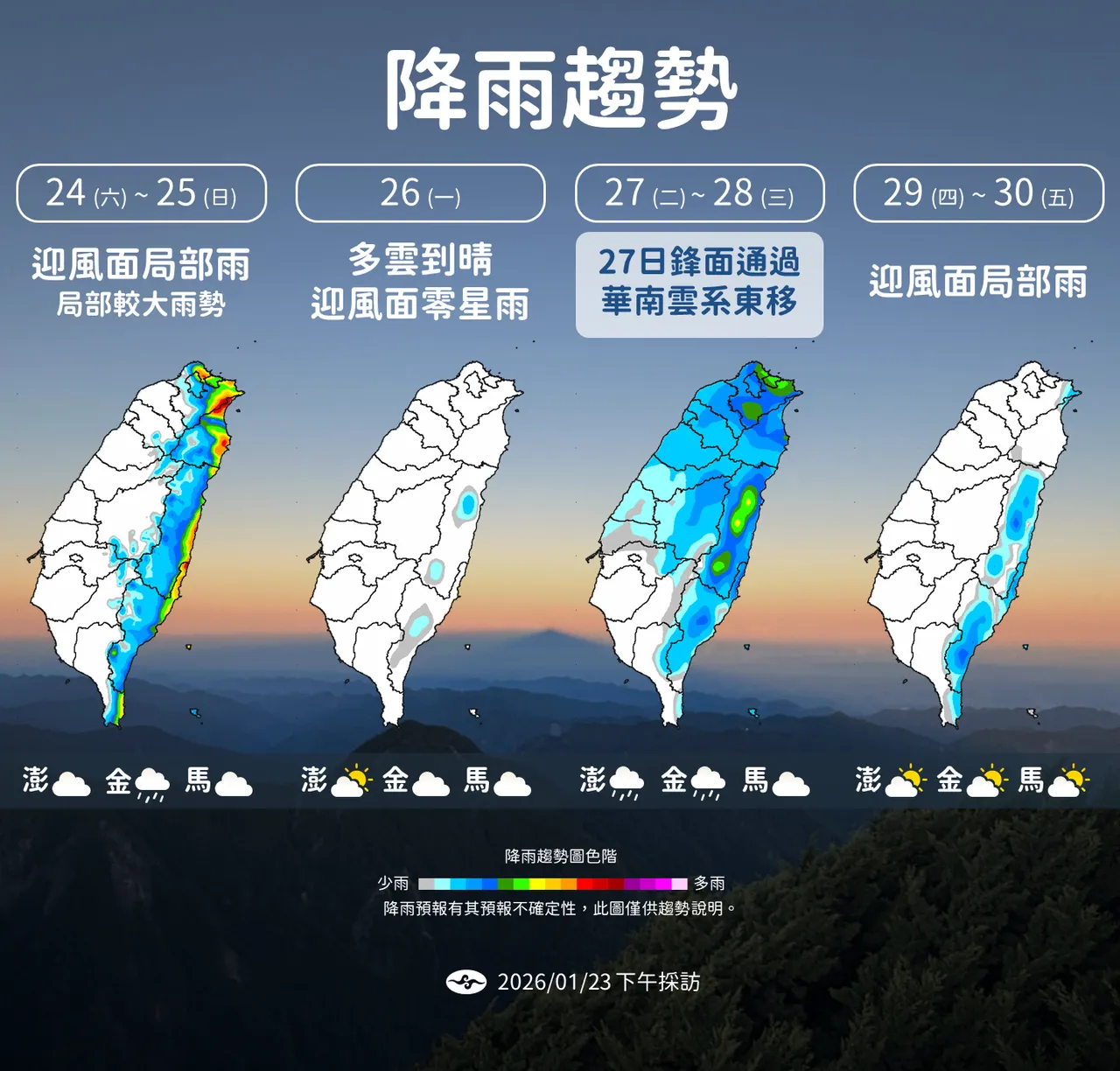 未來降雨趨勢。氣象署提供