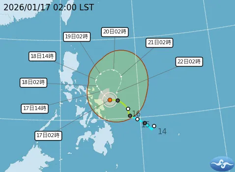 洛鞍颱風，將在菲律賓東方海面迴轉，不會侵台。氣象署提供