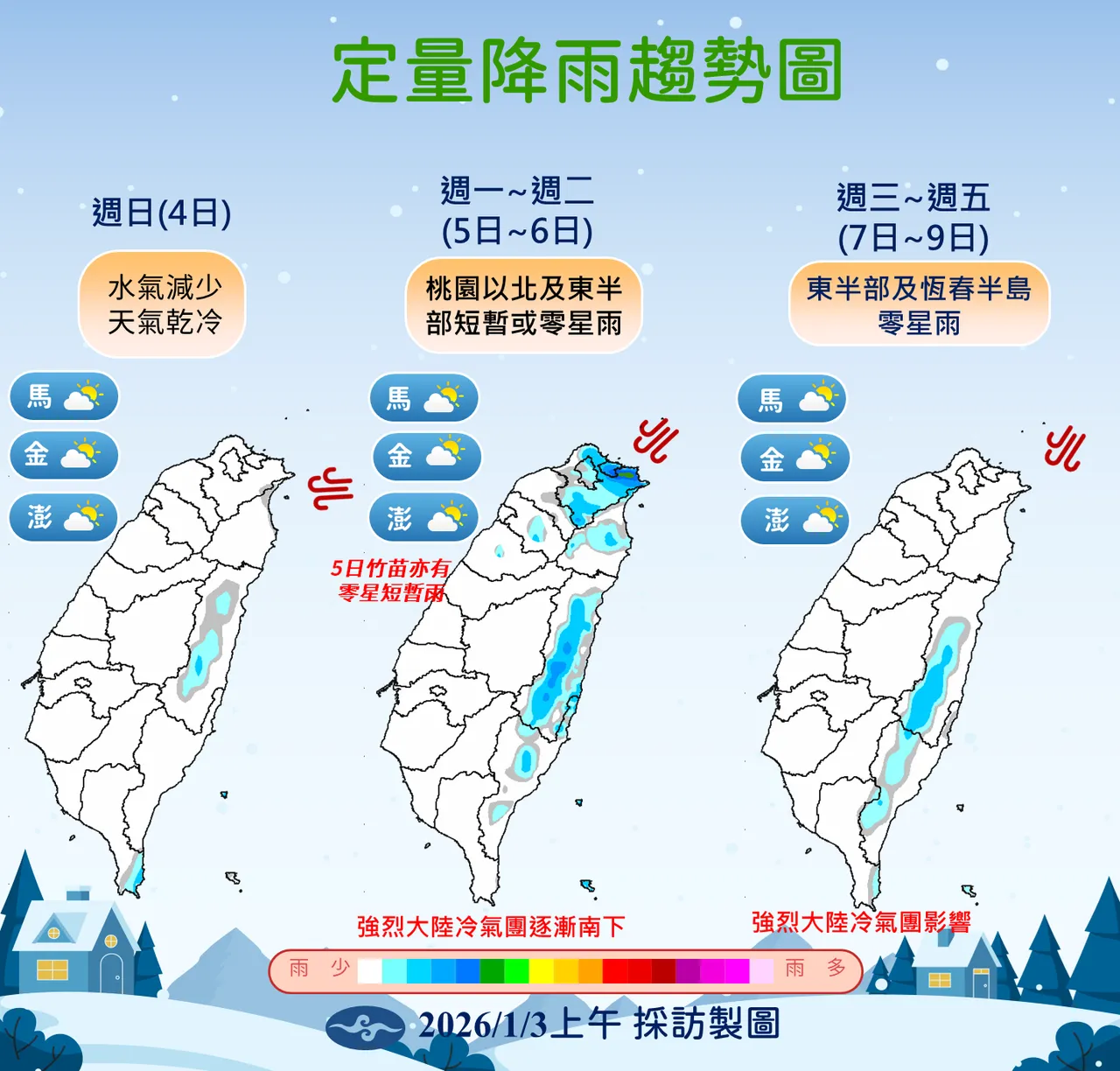 未来一周降雨趋势。气象署提供