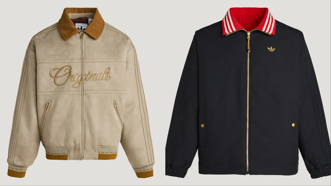 adidas Originals男款麂皮拼接夾克 （左）7800元、雙面穿翻領夾克（右）7200元。品牌提供