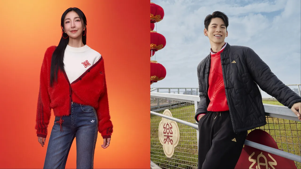 楊謹華（左）、林柏宏（右）出鏡adidas新春形象大片。品牌提供
