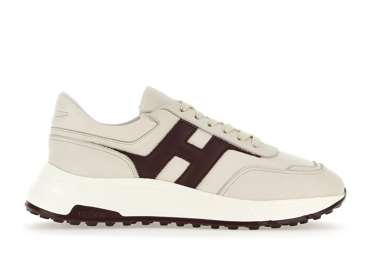 HOGAN Hyperlight燕麥白底摩卡棕H皮革男士休閒鞋，2萬2300元。品牌提供